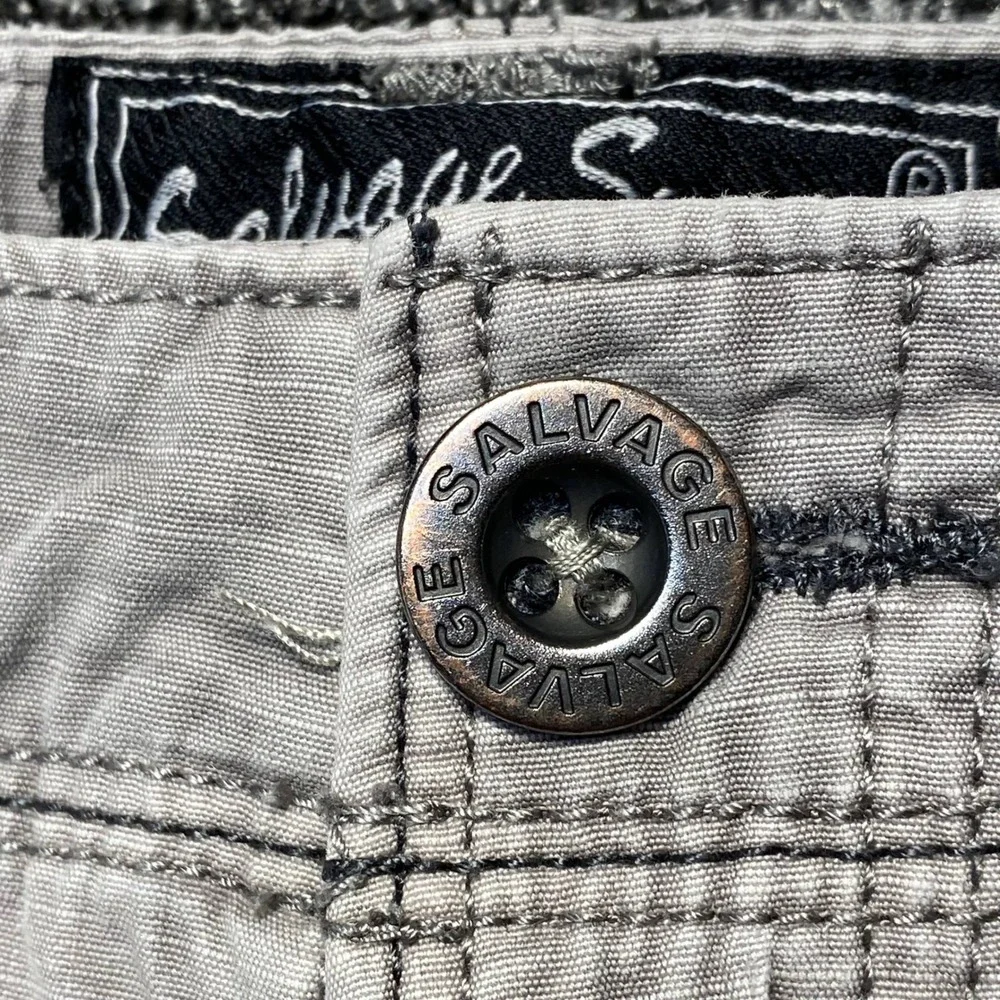 Salvage Supply Co Cargo Shorts Mens 32 Gray Embroidered Flap Pocket Workwear